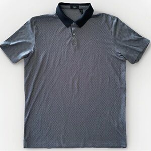 Theory Men’s XL Pima Cotton Polo Shirt Gray Black Collar Jacquard Knit